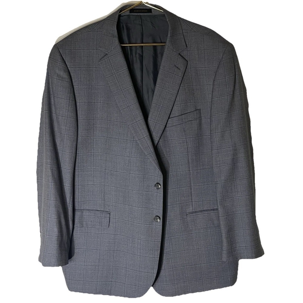 Joseph A. Bank Reserve Sport Coat Men's 50R Blue window pane Plaid Silk & Wool